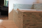Glass and marble with porcelain master bathroom in Windsor
