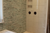 Glass and marble with porcelain master bathroom in Windsor