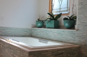 Glass and marble with porcelain master bathroom in Windsor