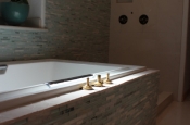 Glass and marble with porcelain master bathroom in Windsor