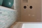 Glass and marble with porcelain master bathroom in Windsor