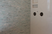 Glass and marble with porcelain master bathroom in Windsor