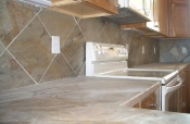 Slate kitchen backsplash