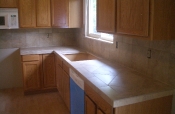Porcelain kitchen countertops and backsplash