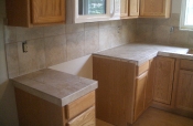 Porcelain kitchen countertops and backsplash