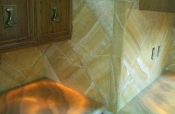 Onyx kitchen countertops and backsplash