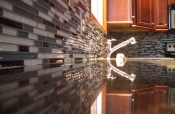 Glass mosaic kitchen backsplash