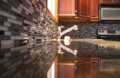 Glass mosaic kitchen backsplash