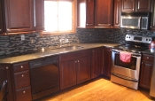 Glass mosaic kitchen backsplash