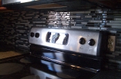 Glass mosaic kitchen backsplash