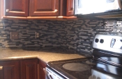 Glass mosaic kitchen backsplash