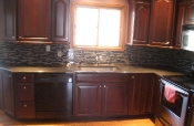Glass mosaic kitchen backsplash