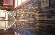 Glass mosaic kitchen backsplash