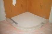 Kerdi-board shower with in-floor heat in Fort Collins