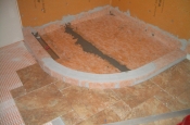 Porcelain floor tile and shower pan flood testing