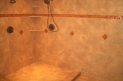 Porcelain master bathroom with glass accents in Fort Collins