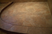Porcelain shower floor with Schluter linear drain
