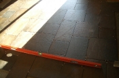 Porcelain slate basketweave tile floor with Ditra