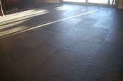 Porcelain slate basketweave tile floor