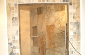 Porcelain steam shower tile installation in Fort Collins, Colorado
