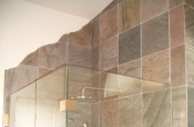 Slate master bathroom shower tile installation in Fort Collins, Colorado