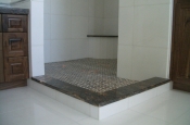 Whte Thassos Marble master bathroom tile remodel