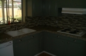 Kitchen Granite Tile Countertop and Glass Backsplash last 1