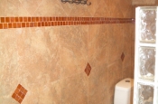 Florida Tile Taconic Slate porcelain master bathroom with glass block walls in Fort Collins