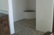 Whte Thassos Marble master bathroom tile remodel