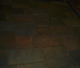 Porcelain slate basketweave tile floor with Ditra