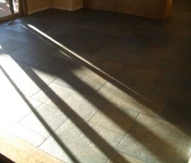 Porcelain slate flooring with Ditra in Fort Collins