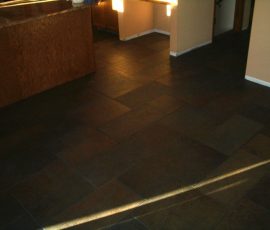 Porcelain slate flooring with Ditra in Fort Collins