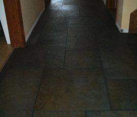 Porcelain slate tile floor with Ditra in Ft Collins