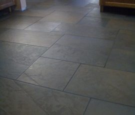 Porcelain basketweave tile floor in Fort Collins
