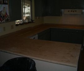 Kitchen Granite Tile Countertop and Glass Backsplash substrate