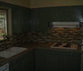 Kitchen Granite Tile Countertop and Glass Backsplash final 1