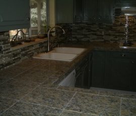 Kitchen Granite Tile Countertop and Glass Backsplash final 2