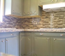 Kitchen Granite Tile Countertop and Glass Backsplash finish 1