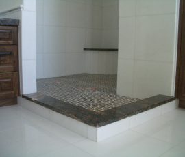 Whte Thassos Marble master bathroom tile remodel