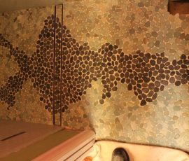 Completed river rock flooring design