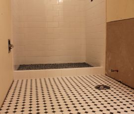 Black and white subway shower