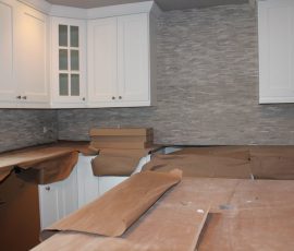 Limestone mosaic kitchen backsplash in Fort Collins_1899